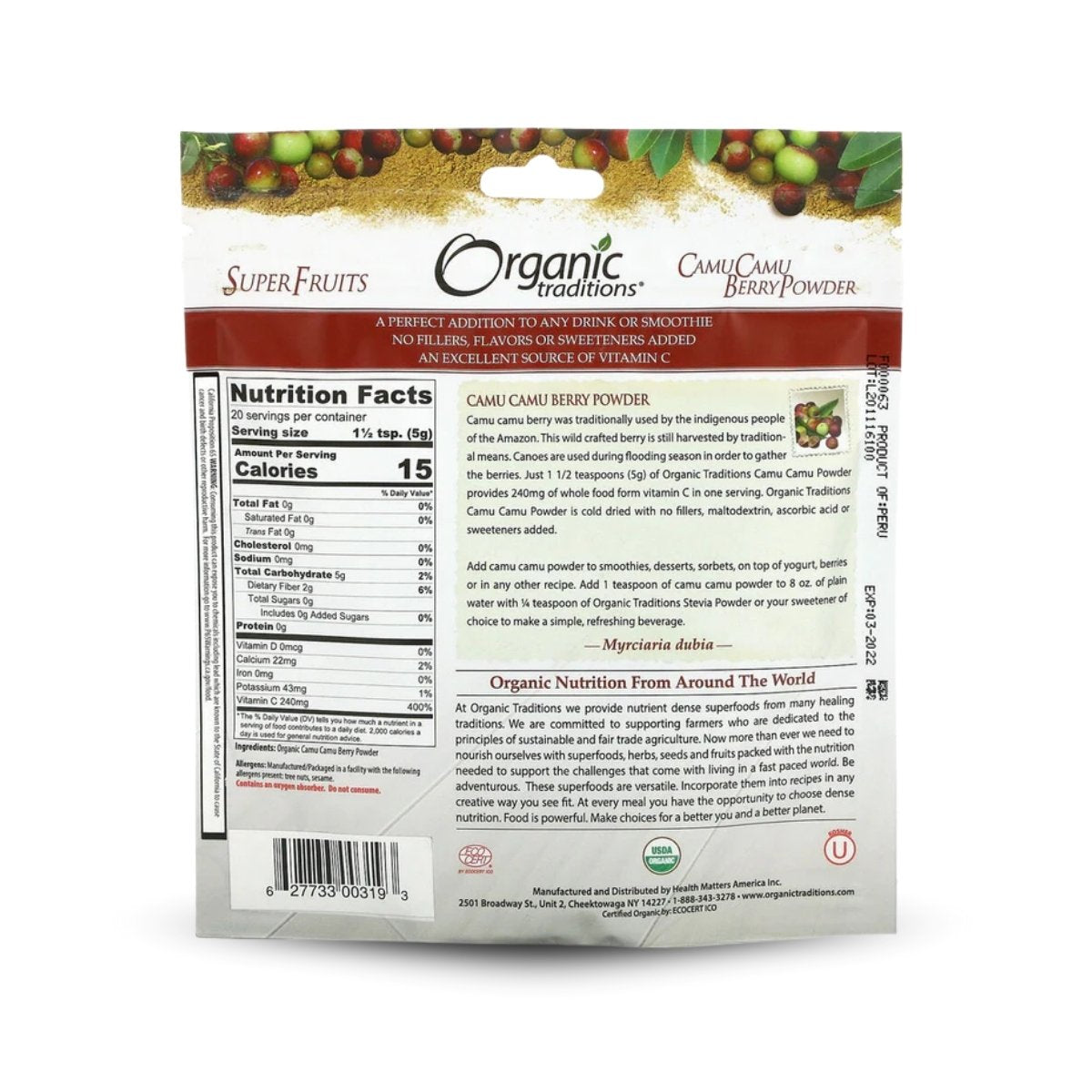 Camu Camu Berry Powder – 3.5 oz (100 g), Organic Vitamin C Superfood