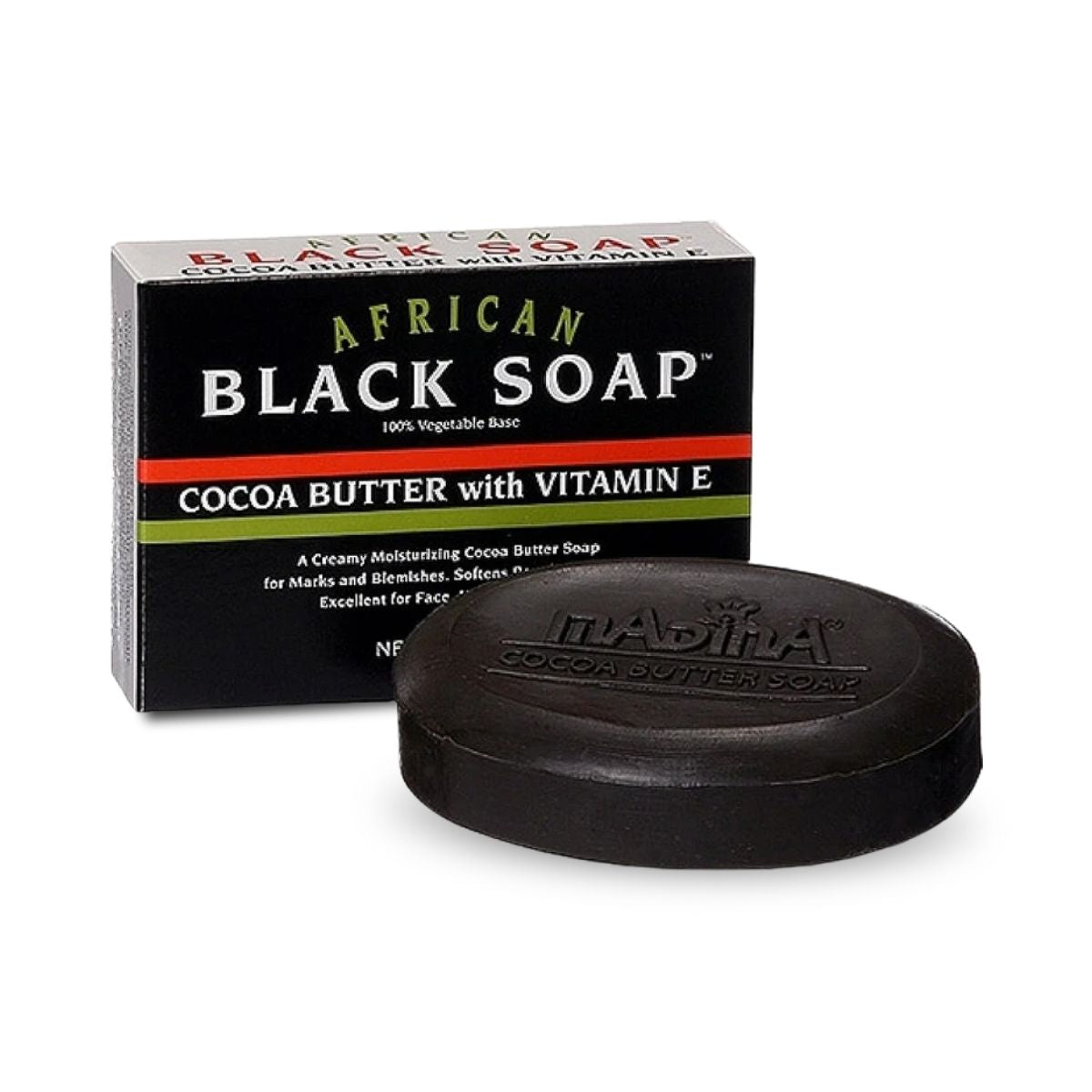 African Black Soap – Cocoa Butter & Vitamin E, 3.5 oz, Natural Moisturizing & Skin Nourishing Soap