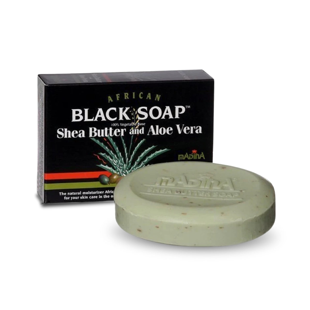 African Black Soap with Shea Butter & Aloe Vera – 3.5 oz, 100% Vegetable Base