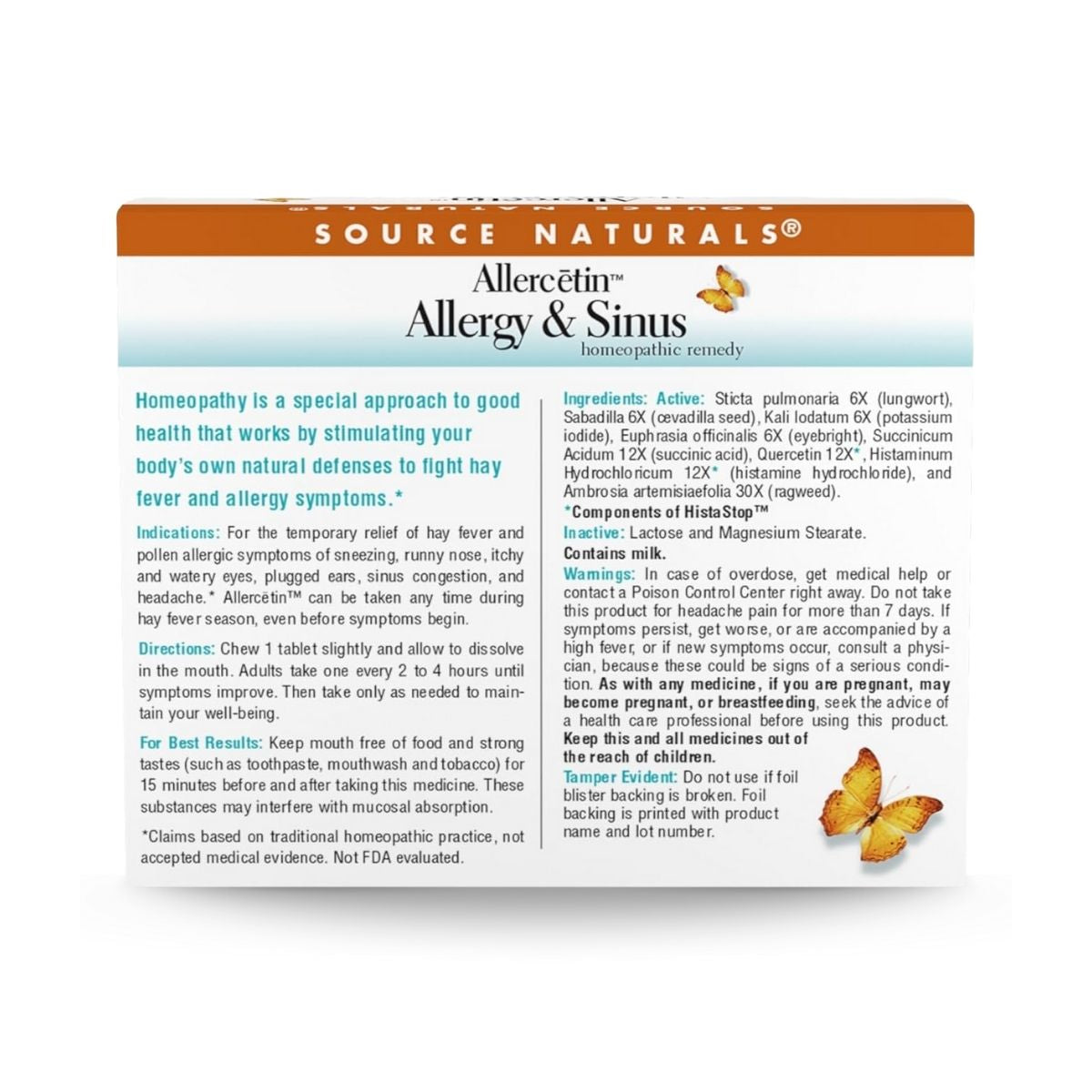 Allercetin Allergy & Sinus – Homeopathic Tablets, 48 Tablets