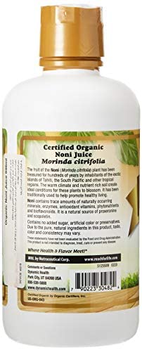 Dynamic Health Organic Certified noni Juice, 32 Oz