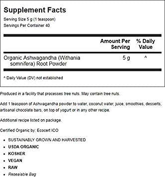 Organic Traditions Ashwagandha Root Powder, 7 Oz