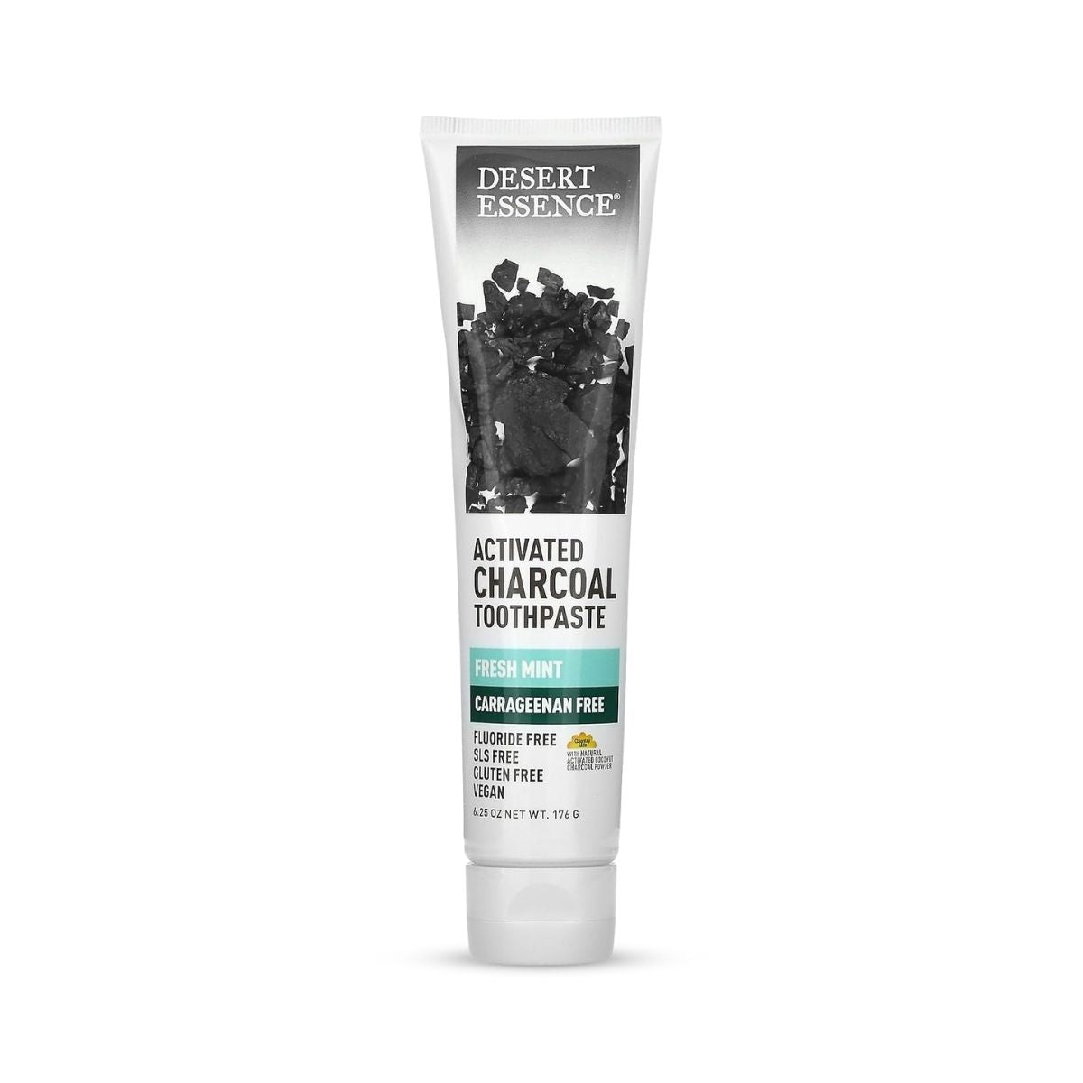 Activated Charcoal Toothpaste – Fresh Mint, 6.25 oz, Vegan, Fluoride-Free, SLS-Free, Gluten-Free
