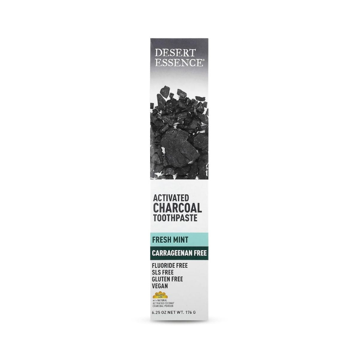 Activated Charcoal Toothpaste – Fresh Mint, 6.25 oz, Vegan, Fluoride-Free, SLS-Free, Gluten-Free
