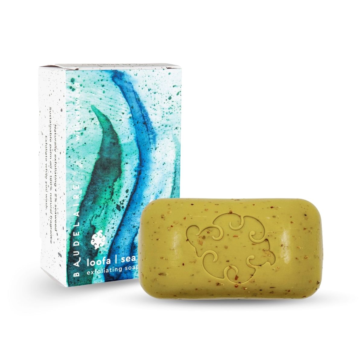 Baudelaire Exfoliating Soap, Sea Loofa Bath Soap & Body Soap, Natural Soap, Triple Milled with 100% Natural Fragrance, 2% Seaweed and Sustainable Palm Oil