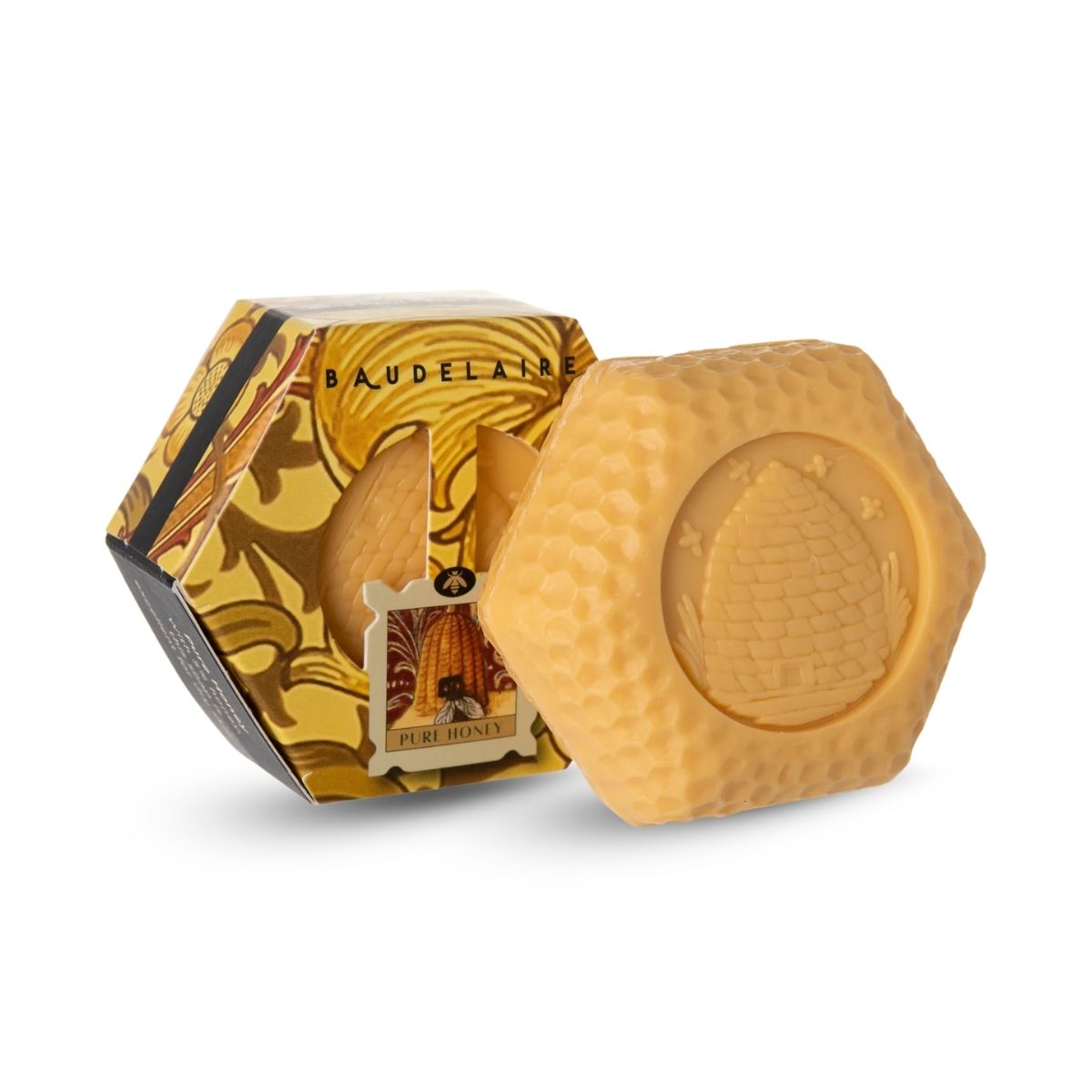 Baudelaire Pure Honey Soap Bar Hex  3.5 Ounce Bar