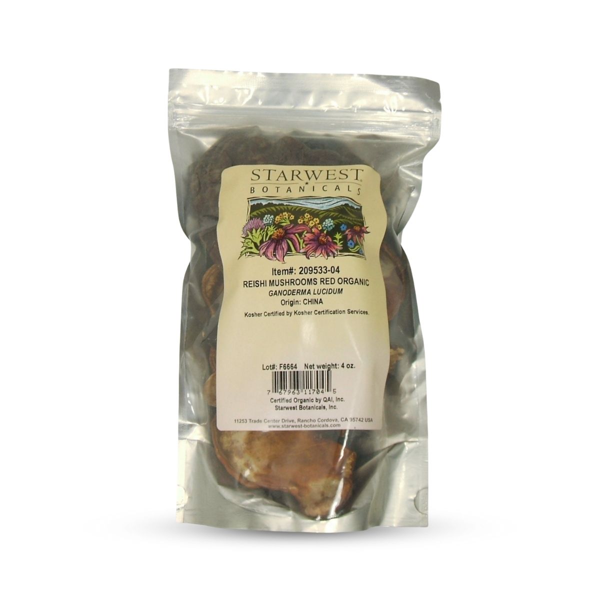Organic Red Reishi Mushrooms – Whole, 4 oz, Certified Organic