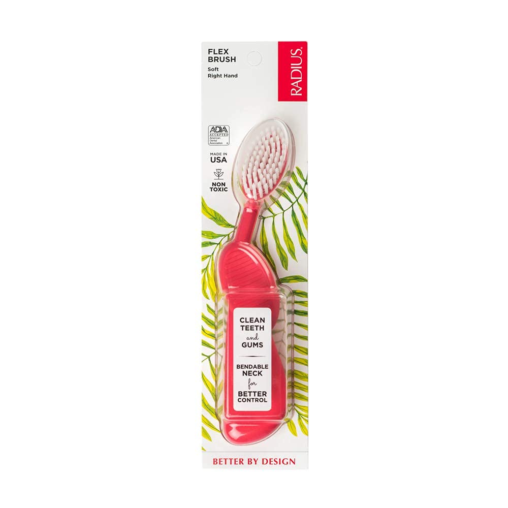 RADIUS Scuba Flex Brush, Soft Bristles Toothbrush Right Handed, Color May Vary BPA Free & ADA Accepted Designed to Improve Gum Health & Reduce Issues