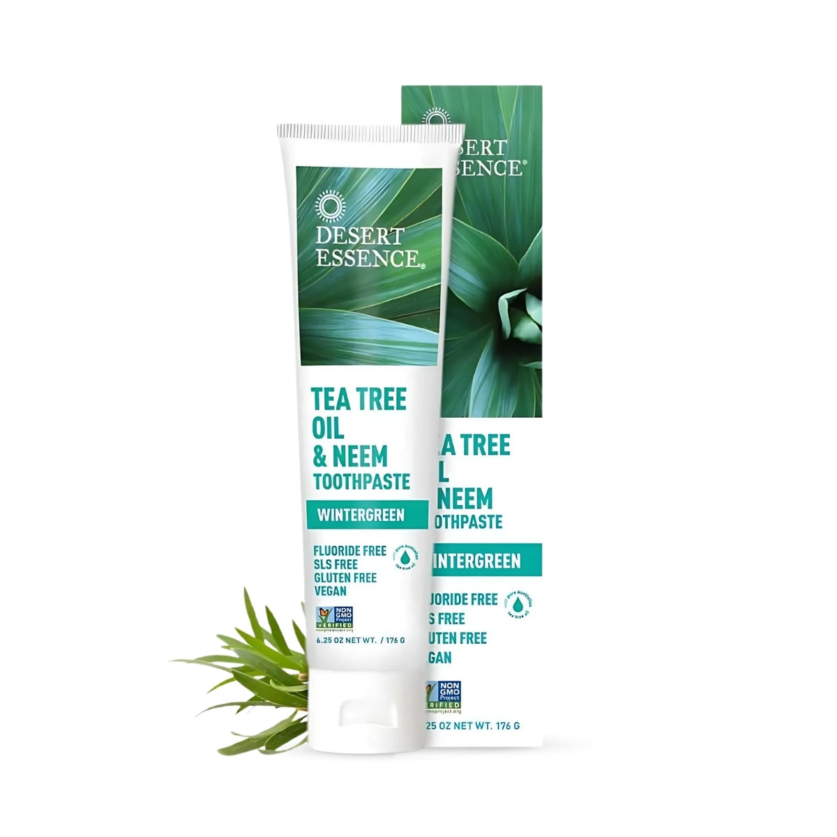 Tea Tree Oil & Neem Wintergreen Toothpaste – 6.25 oz, Natural Oral Care, Baking Soda, Essential Oils