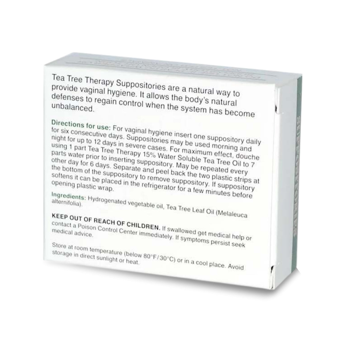 Therapy Vaginal Suppositories – 6 Count, White, Natural Feminine Care with Tea Tree Oil