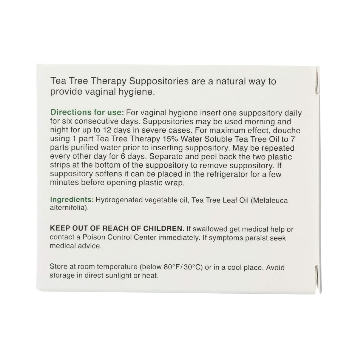 Therapy Vaginal Suppositories – 6 Count, White, Natural Feminine Care with Tea Tree Oil