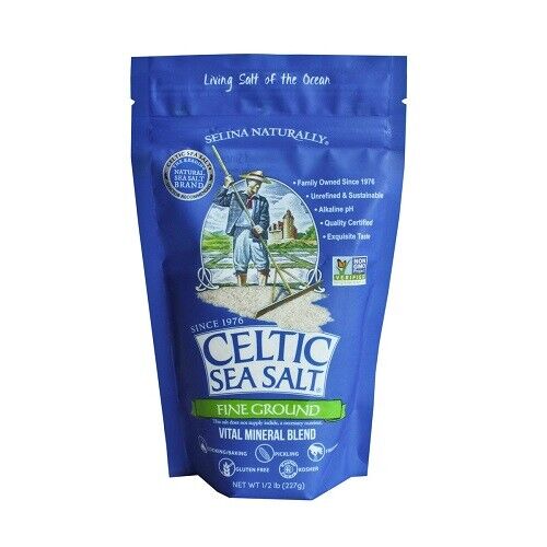 Celtic Sea Salt Fine Ground resealable Pouch 8 oz 1/2 lb