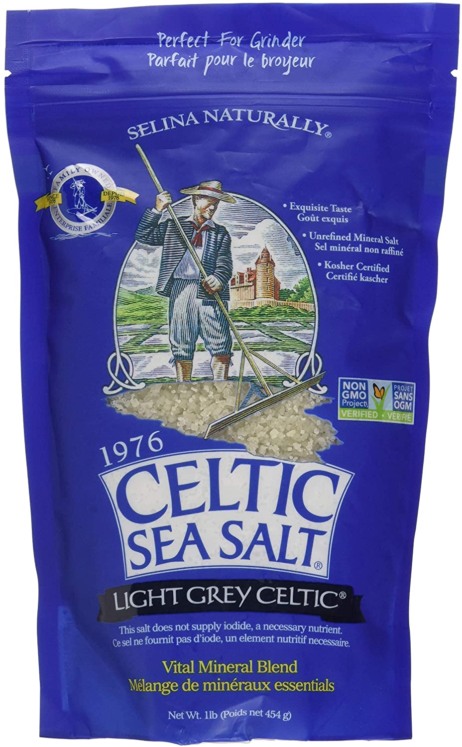 Celtic Sea Salt Light Grey 1 lb (16 oz) Pouch