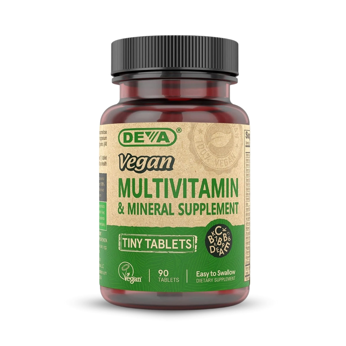Tiny Tablets Vegan Multivitamins for Women & Men – With Iron, Vitamin C, B Complex, B12, Vitamin E, Zinc, 90 Gluten-Free Tablets