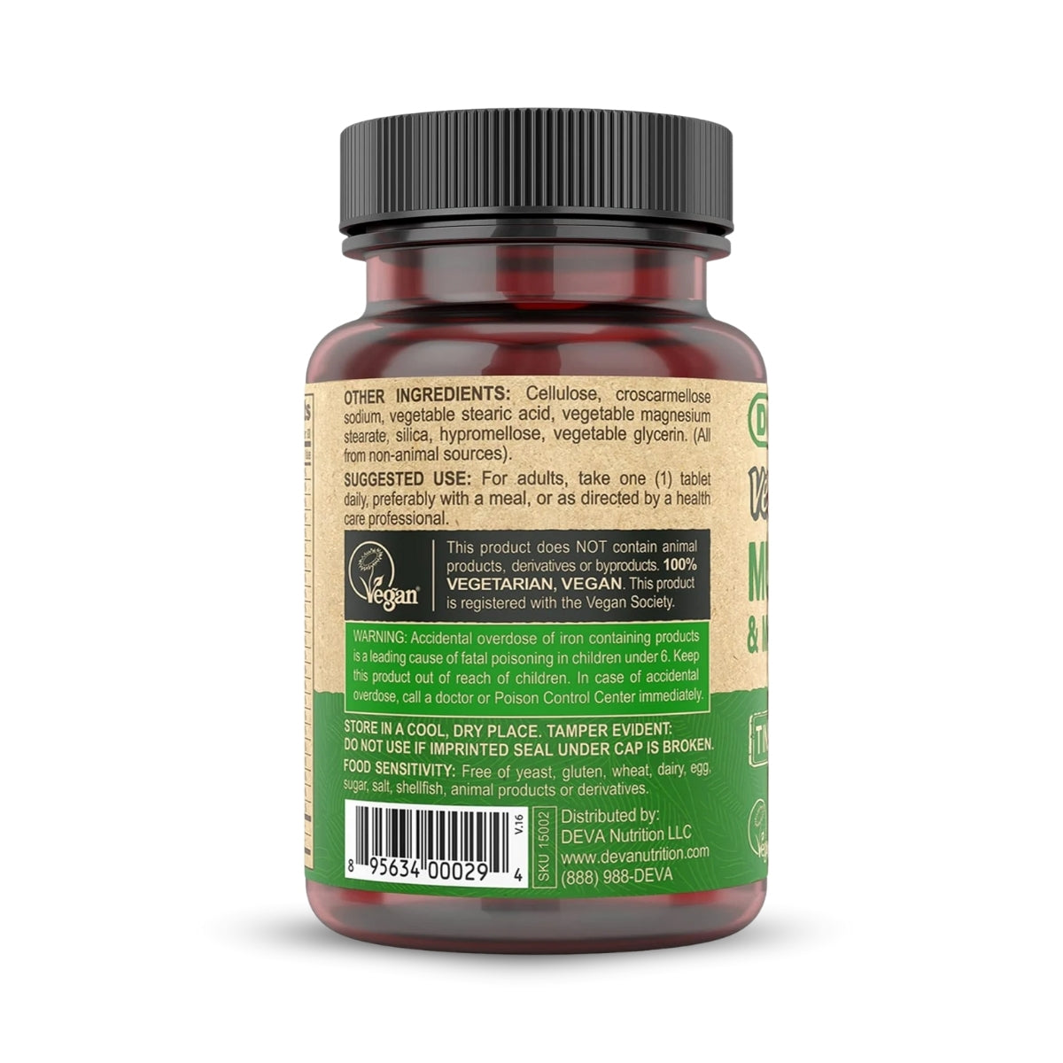 Tiny Tablets Vegan Multivitamins for Women & Men – With Iron, Vitamin C, B Complex, B12, Vitamin E, Zinc, 90 Gluten-Free Tablets