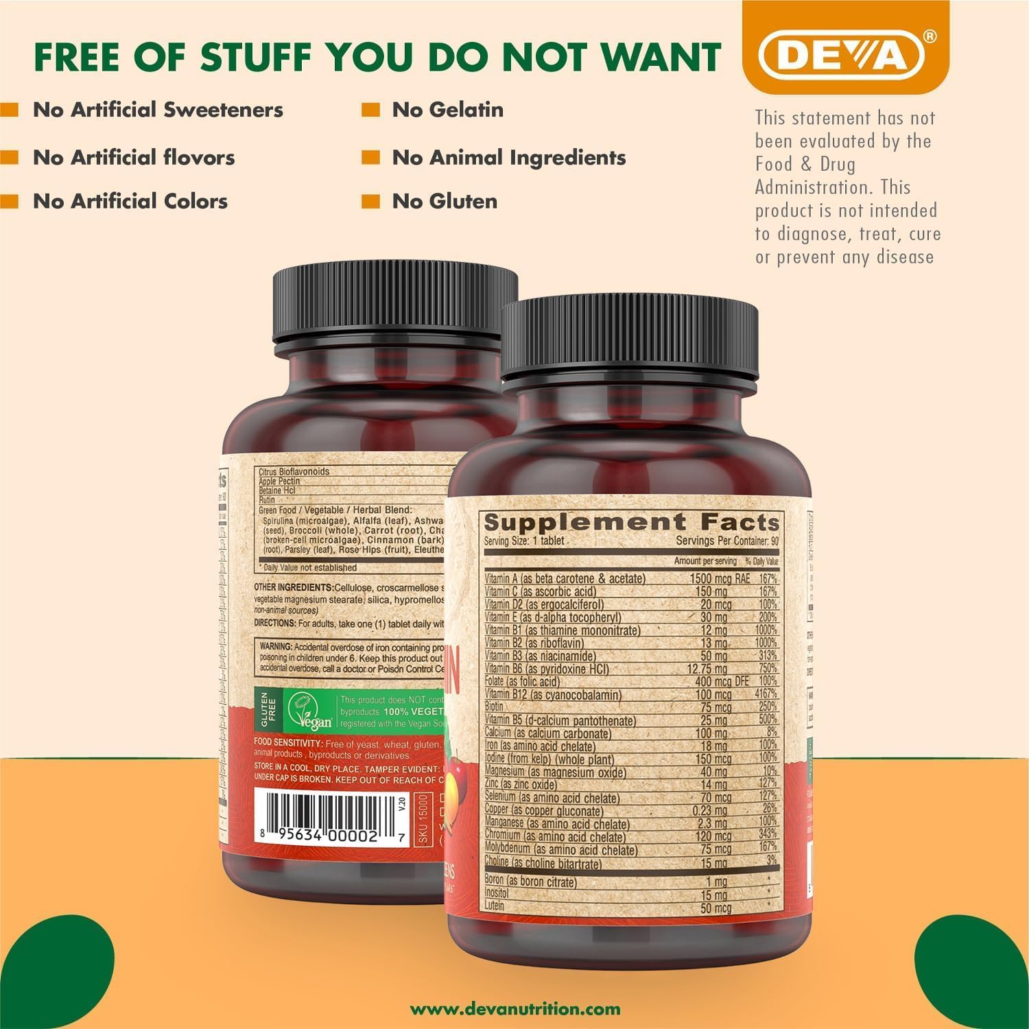 Vegan Multivitamin & Mineral Supplement – Once-Per-Day, High-Potency, 90 Coated Tablets