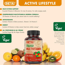 Load image into Gallery viewer, DEVA Vegan Multivitamin and Mineral Supplement - Once-Per-Day Formula with Greens - Vitamins A, C, D, E, B Complex, High-Potency Formulation for Daily Health and Wellness- 90 Coated Tablets
