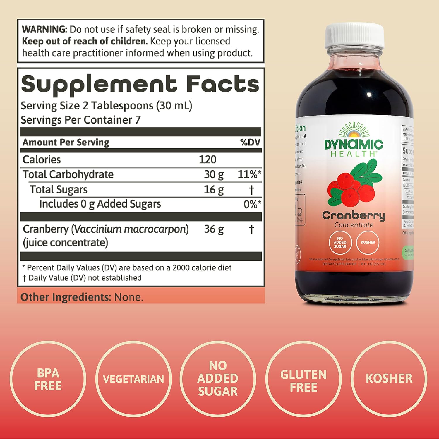 Pure Cranberry Juice Concentrate – Unsweetened, Antioxidant Support, No Added Sugar, 8 fl oz
