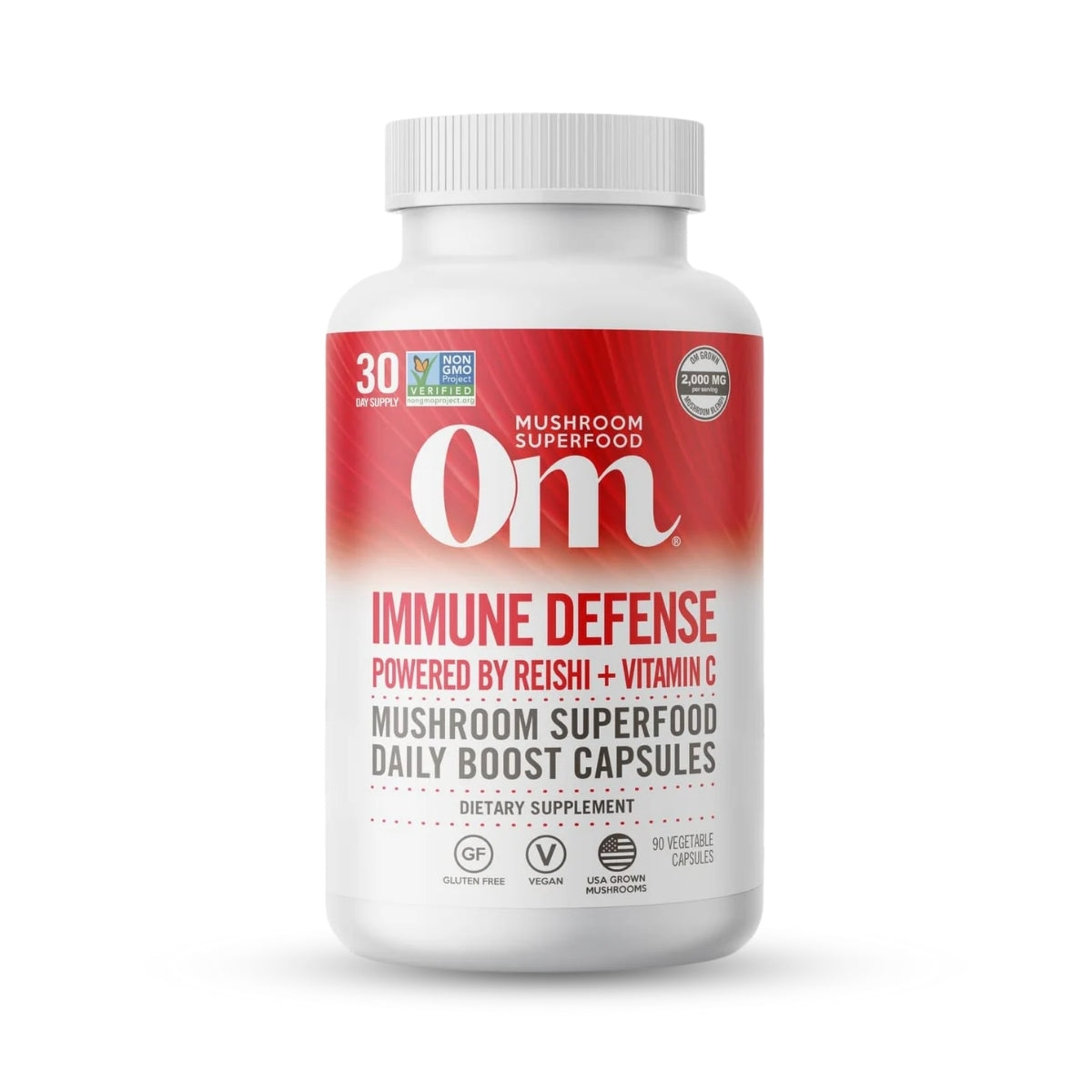 Mushroom Superfood Immune Defense with Reishi, Vitamin C – 90 Capsules, 30-Day Supply