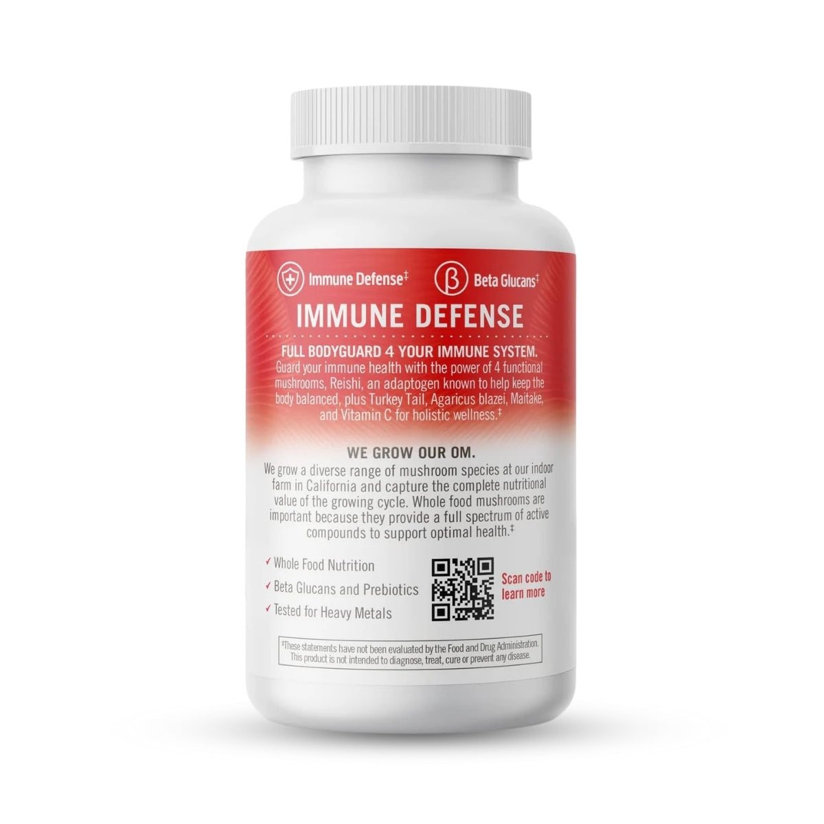 Mushroom Superfood Immune Defense with Reishi, Vitamin C – 90 Capsules, 30-Day Supply