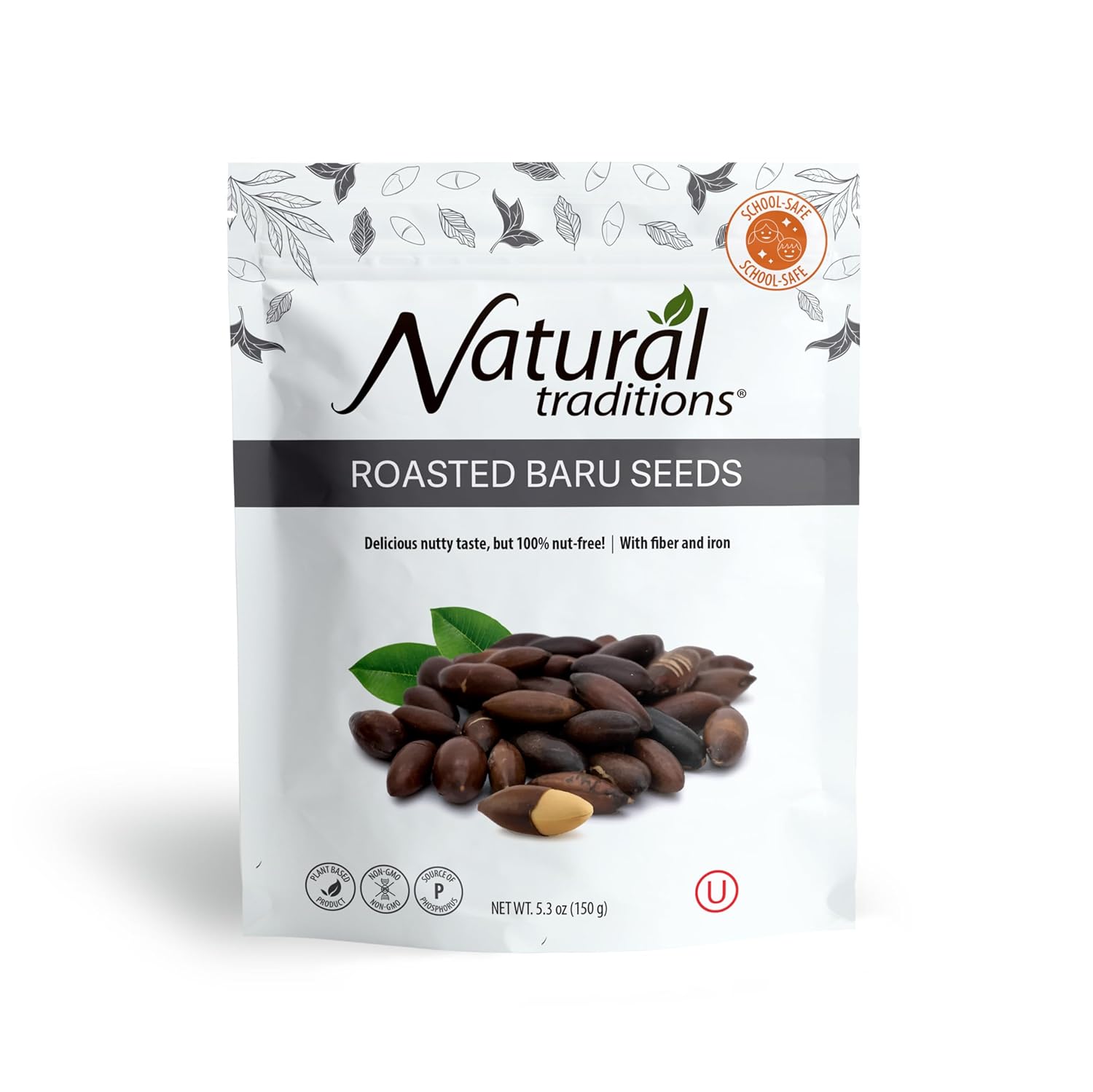 Natural Traditions Roasted Baru Seeds, Baru Nuts - 5.3oz Resealable Bag - 100% Nut Free