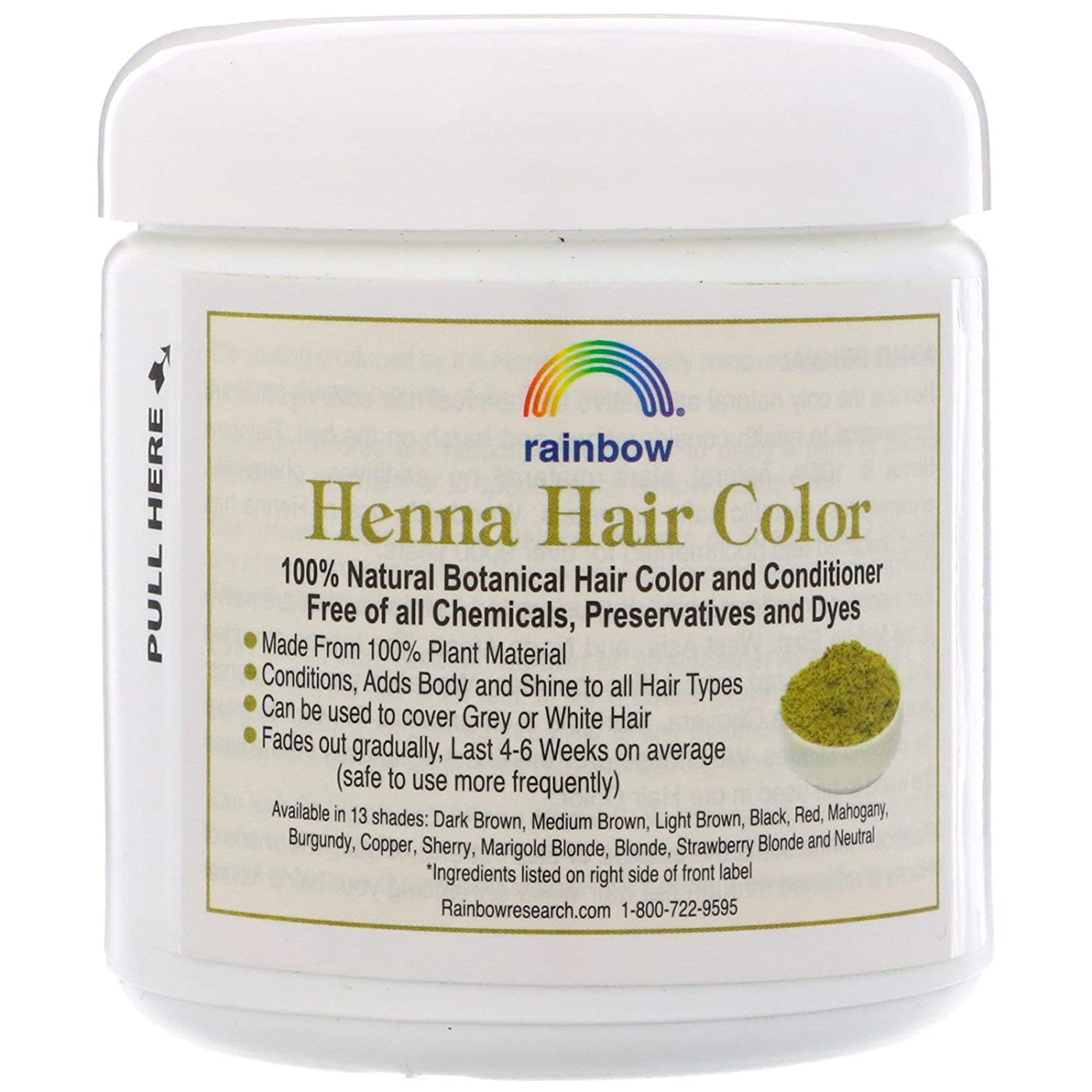 Rainbow Research Henna Dark Brown Hair Color and Conditioner With Indigofera, 4 oz. each.