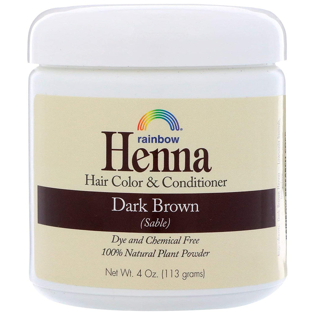 Rainbow Research Henna Dark Brown Hair Color and Conditioner With Indigofera, 4 oz. each.