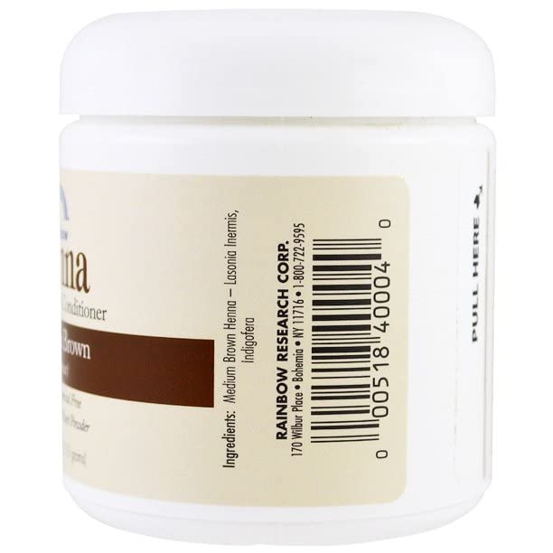 Rainbow Research Henna Medium Brown Hair Color and Conditioner With Indigofera, 4 oz. each.