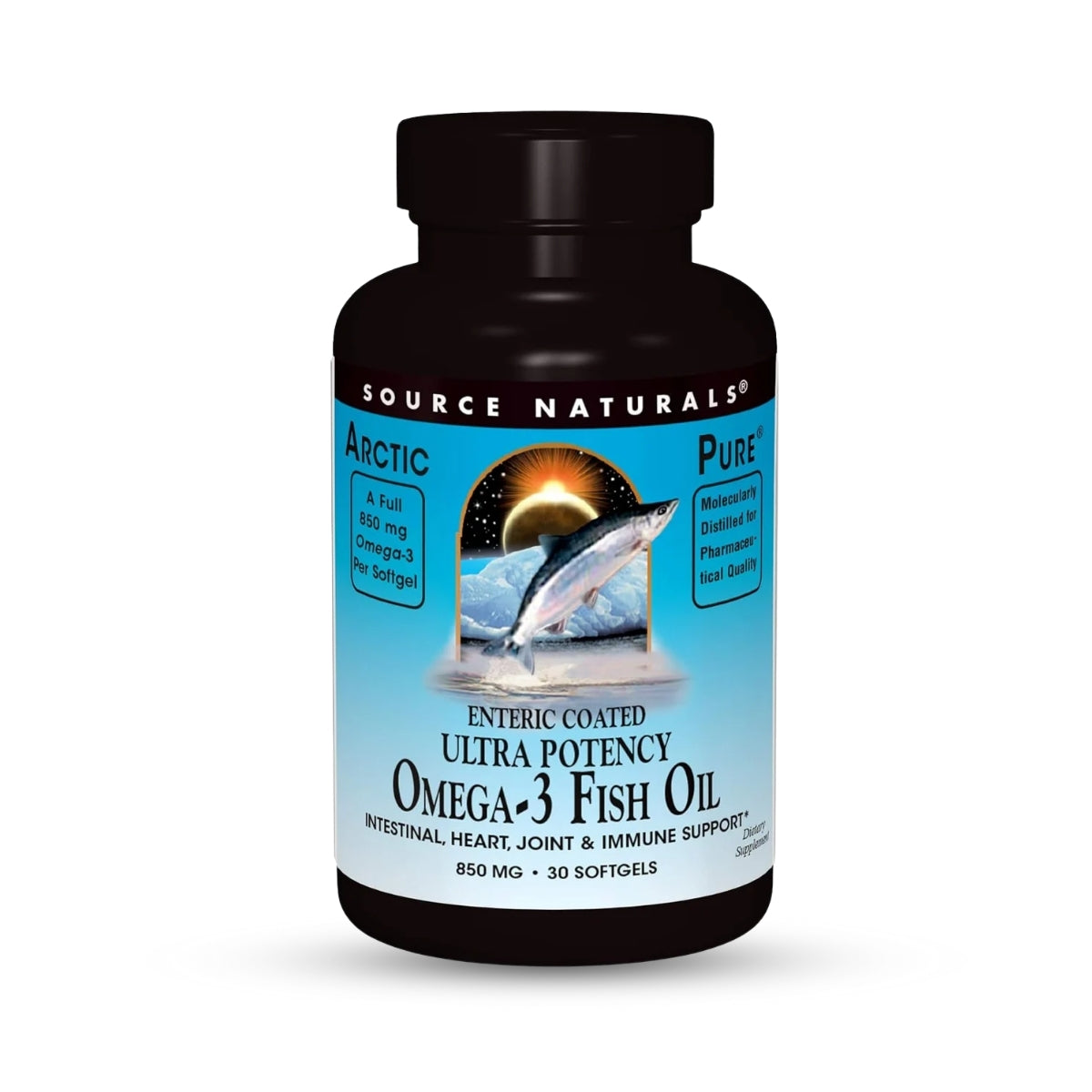 ArcticPure Omega-3 Fish Oil 850mg – Enteric-Coated Ultra-Potency for Heart, Brain, and Joint Health – 30 Softgels