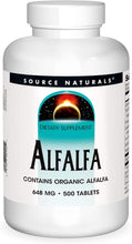 Load image into Gallery viewer, Source Naturals Alfalfa Contains Organic Alfalfa 648 mg  500 Tabs 120 Tablets
