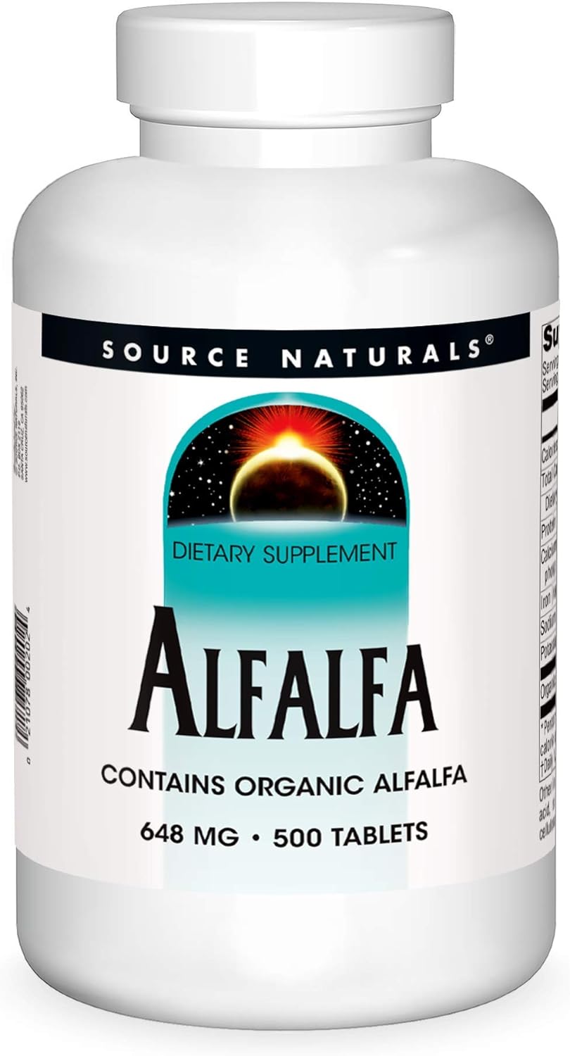 Source Naturals Alfalfa Contains Organic Alfalfa 648 mg  500 Tabs 120 Tablets