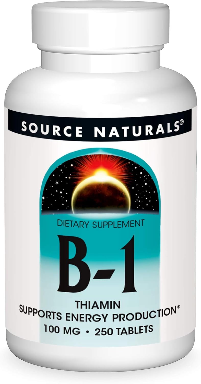 Source Naturals Vitamin B-1 Thiamin 100 mg Supports Energy Production - 250 Tablets