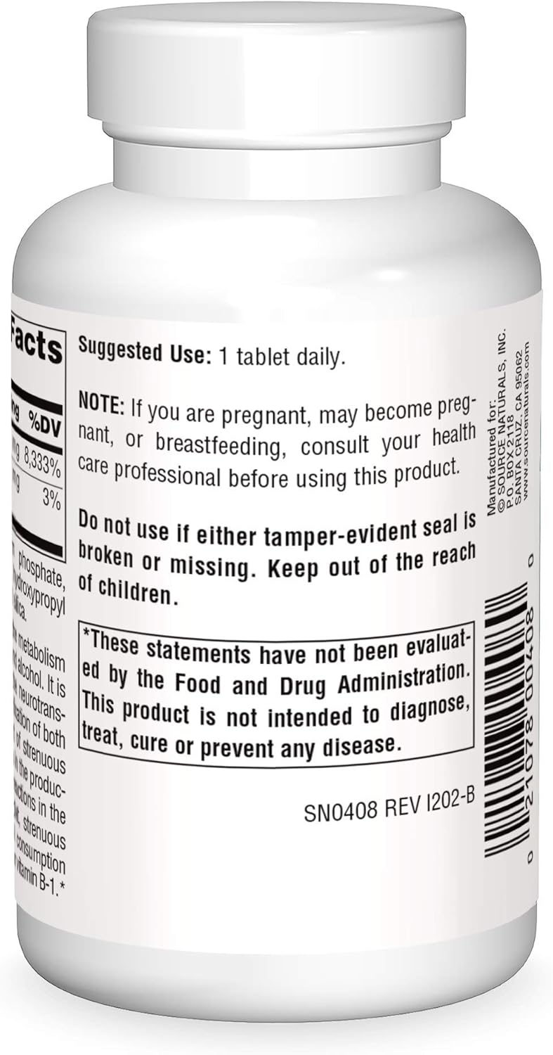 Source Naturals Vitamin B-1 Thiamin 100 mg Supports Energy Production - 250 Tablets