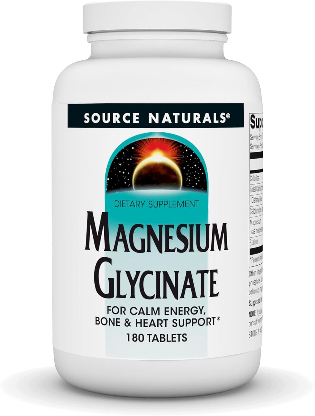 Source Naturals Magnesium Glycinate, for Calm Energy, Bone & Heart Support*, 200 mg per Serving - 180 Tablets