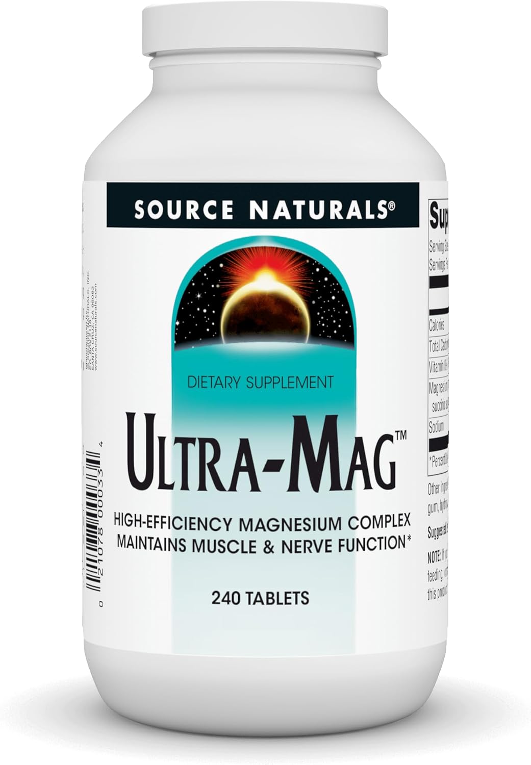 Source Naturals Ultra-Mag High-Efficiency Magnesium Complex Maintains Muscle & Nerve Function 240 Tablets