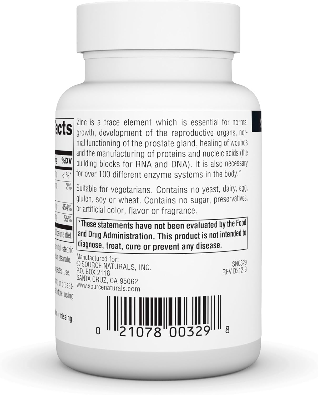 Source Naturals Zinc Amino Acid Chelate - 50mg - 100 Tablets