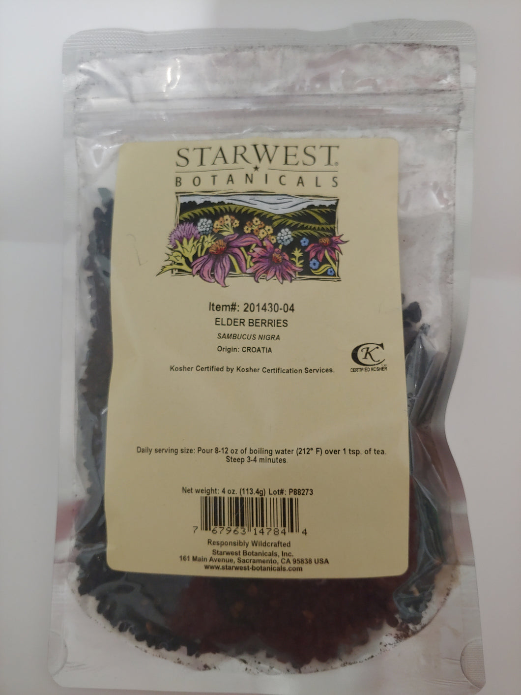 Starwest Botanicals Elderberries Whole Wildcrafted 4 ounce