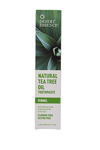 Desert Essence Tea Tree Oil Toothpaste - Fennel - 6.25 Oz - Refreshing Taste - Baking Soda - Pure Essential Oil - Sea Salt - Finest Natural Ingredients - Promotes Healthy Mouth