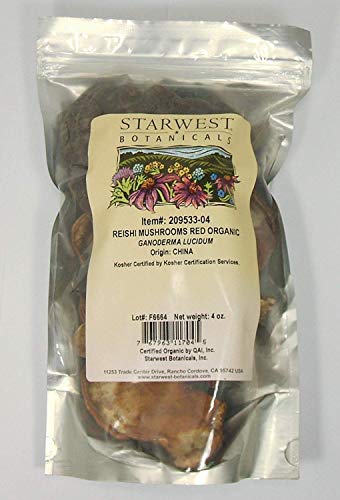 Starwest Botanicals Organic Red Reishi Mushrooms Whole 4 ounce