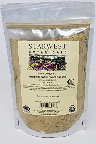 Starwest Botanicals Organic Yarrow Flower Powder, 4 Ounces