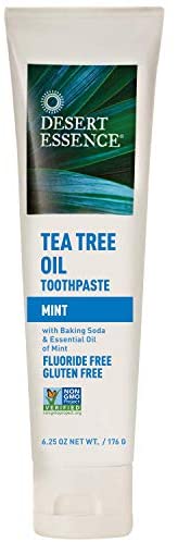 Desert Essence Tea Tree Oil Toothpaste - Mint - 6.25 Oz - Refreshing Taste - Deep Cleans Teeth & Gums - Helps Fight Plaque - Sea Salt - Pure Essential Oil - Baking Soda - Promotes Healthy Mouth