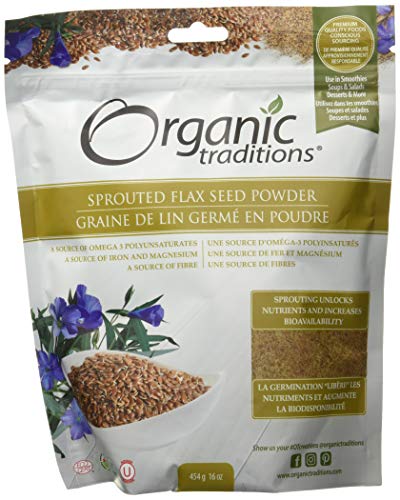 Organic Traditions Sprouted Flax Seed Powder, 16oz (454 Gram)