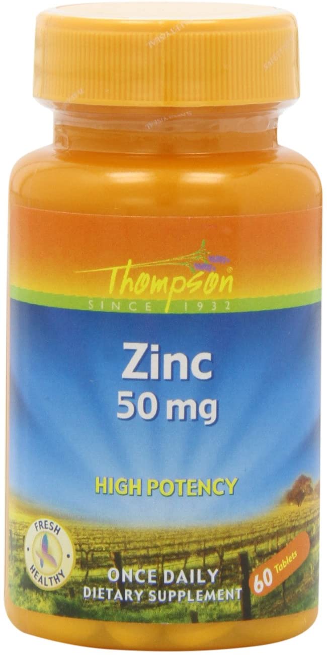 Thompson Zinc Tablets, High Potency, 50 mg, 60 Count once daily