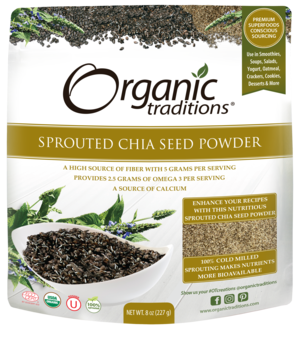 Organic Traditions Sprouted Chia Seed Powder 8 ounce (227 gram)