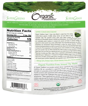 Organic Traditions Super 5 Grass Juice Blend 5.3oz - organic: alfalfa, barley, kamut, oat and wheat grass juice powder