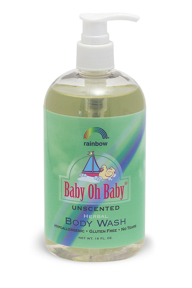 Rainbow Research BABY OH BABY Unscented Herbal Body Wash 16 FL. OZ Hypoallergenic-Gluten Free-Fragrance Free