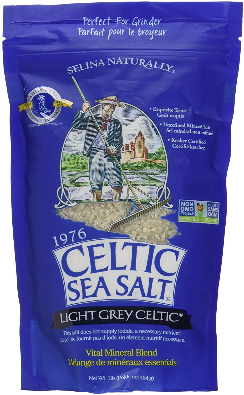 Celtic Sea Salt Light Grey 1 Pound Resealable Bag – Additive-Free, Delicious Sea Salt, Perfect for Cooking, Baking and More - Gluten-Free, Non-GMO Verified, Kosher and Paleo-Friendly