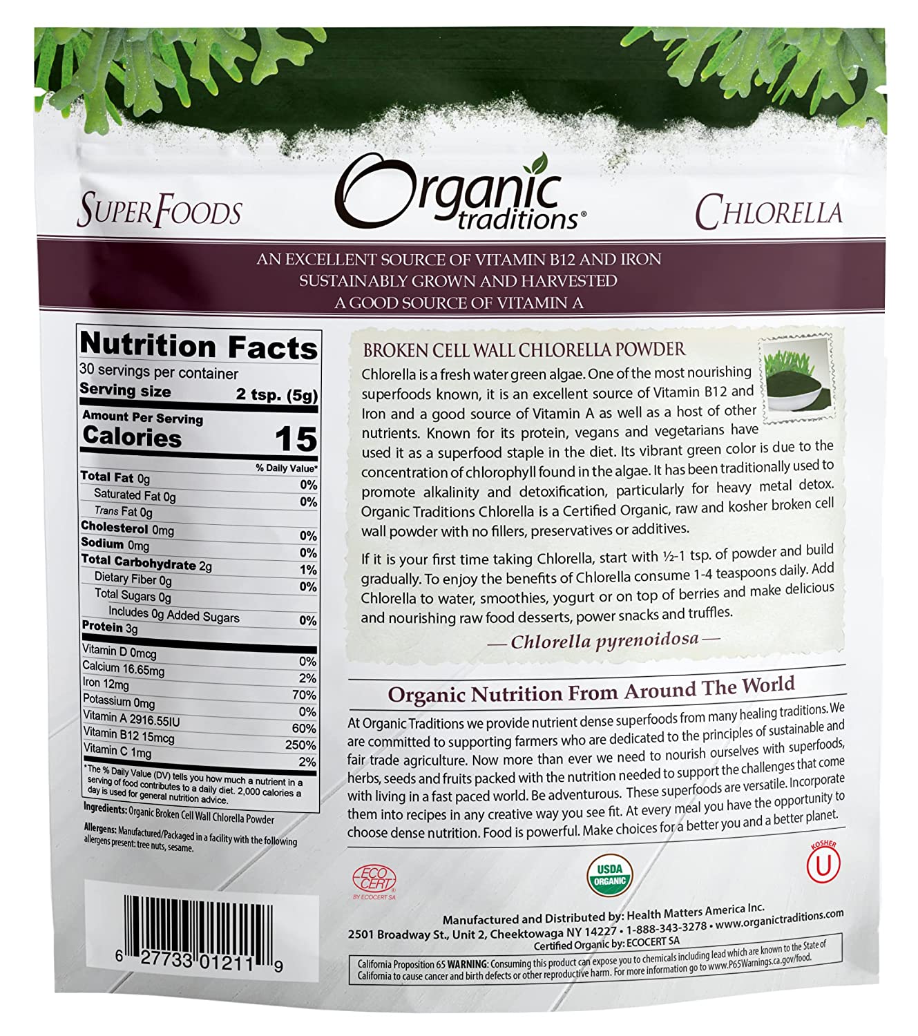 Organic Traditions Chlorella Powder - 5.3oz (150g)