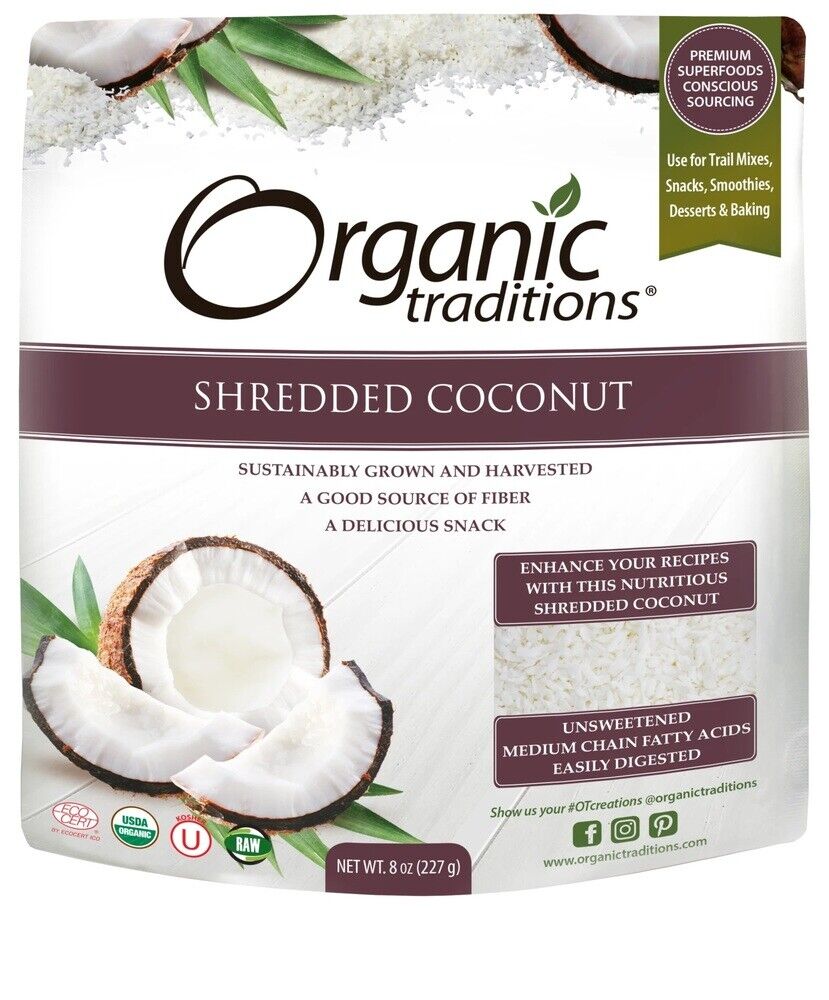 Organic Traditions Shredded Coconut 8oz/227g A Delicious Snack