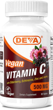 Load image into Gallery viewer, DEVA Vegan Vitamin C, 500 MG with Elderberry, Echinacea, Zinc &amp; More, Vegan &amp; No Animal Ingredients, 90 Tablets
